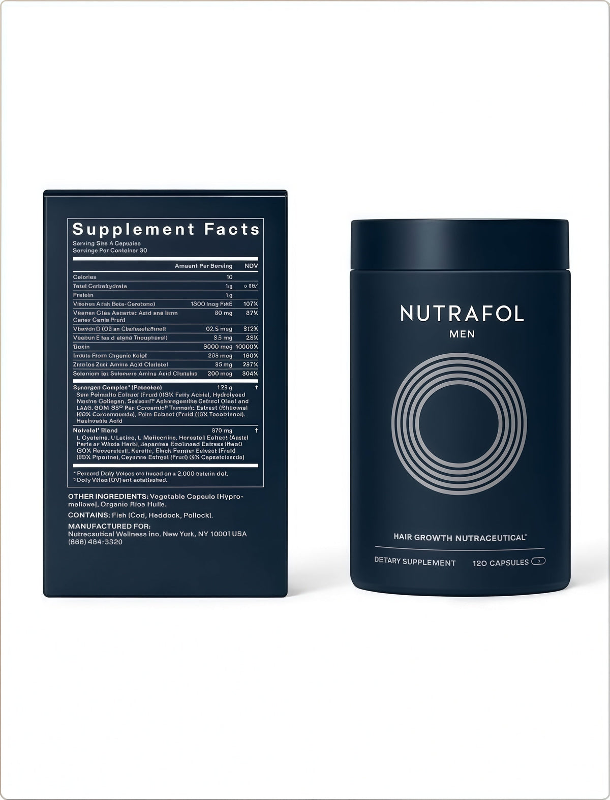 Nutrafol Men's Hair Growth Supplements, Clinically Tested for Visibly Thicker Hair and Scalp Coverage, Dermatologist Recommended - 1 Month Supply