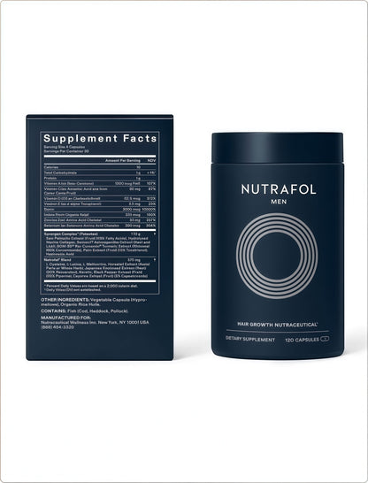 Nutrafol Men's Hair Growth Supplements, Clinically Tested for Visibly Thicker Hair and Scalp Coverage, Dermatologist Recommended - 1 Month Supply
